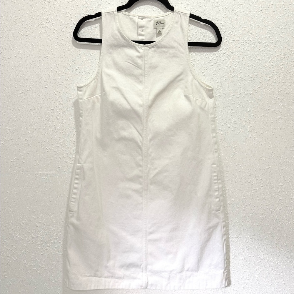 J. Crew White denim Sleeveless Shift Dress 2 - Picture 3 of 7